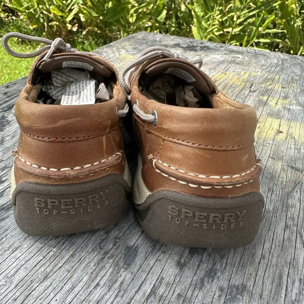 SPERRY Brown Cognac Top Slider Leather Intrepid Men’s 9 Boat Shoes BP